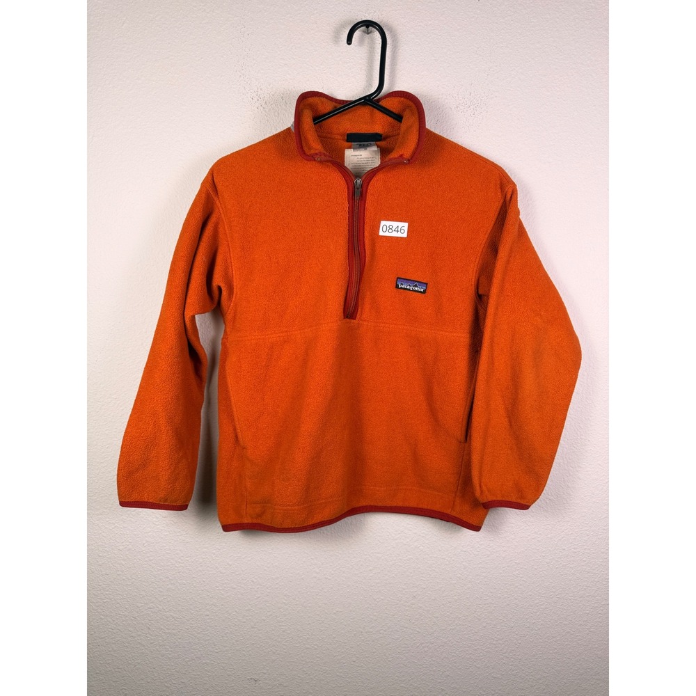 Patagonia Synchilla Fleece Pullover Orange Red Kids Medium Quarter Zip Sweater